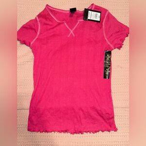 Art class | pink ribbed v neck top, size XL (14/16)